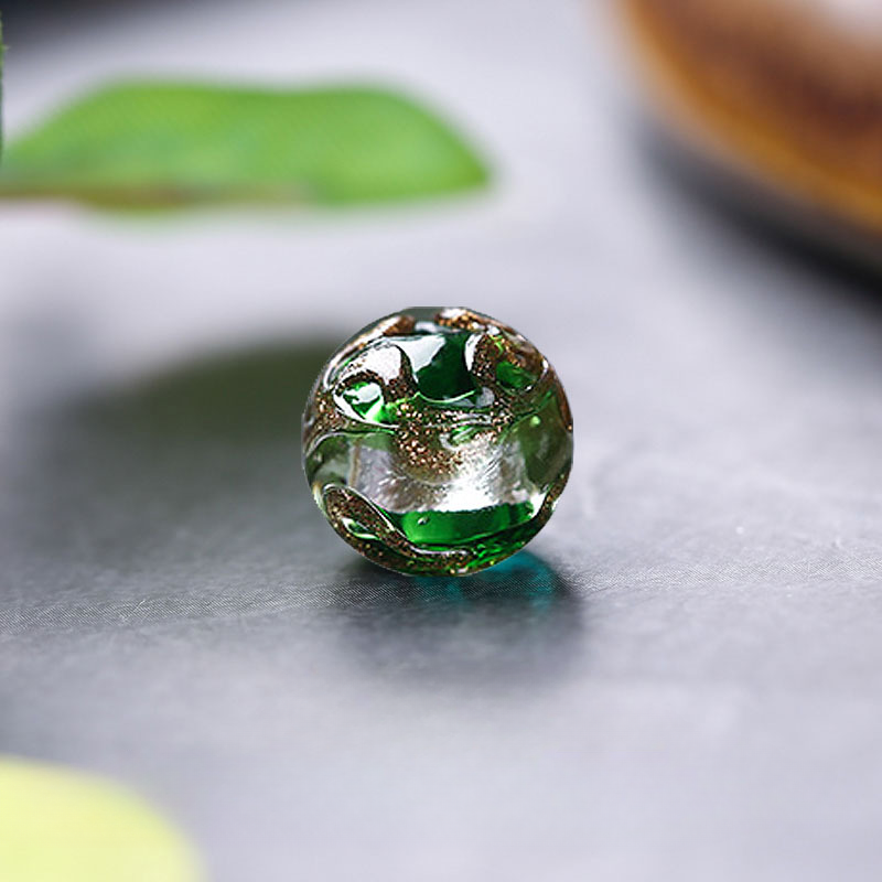 Cuentas redondas de lámina de plata de vidrio de seda de 50 piezas al por mayor